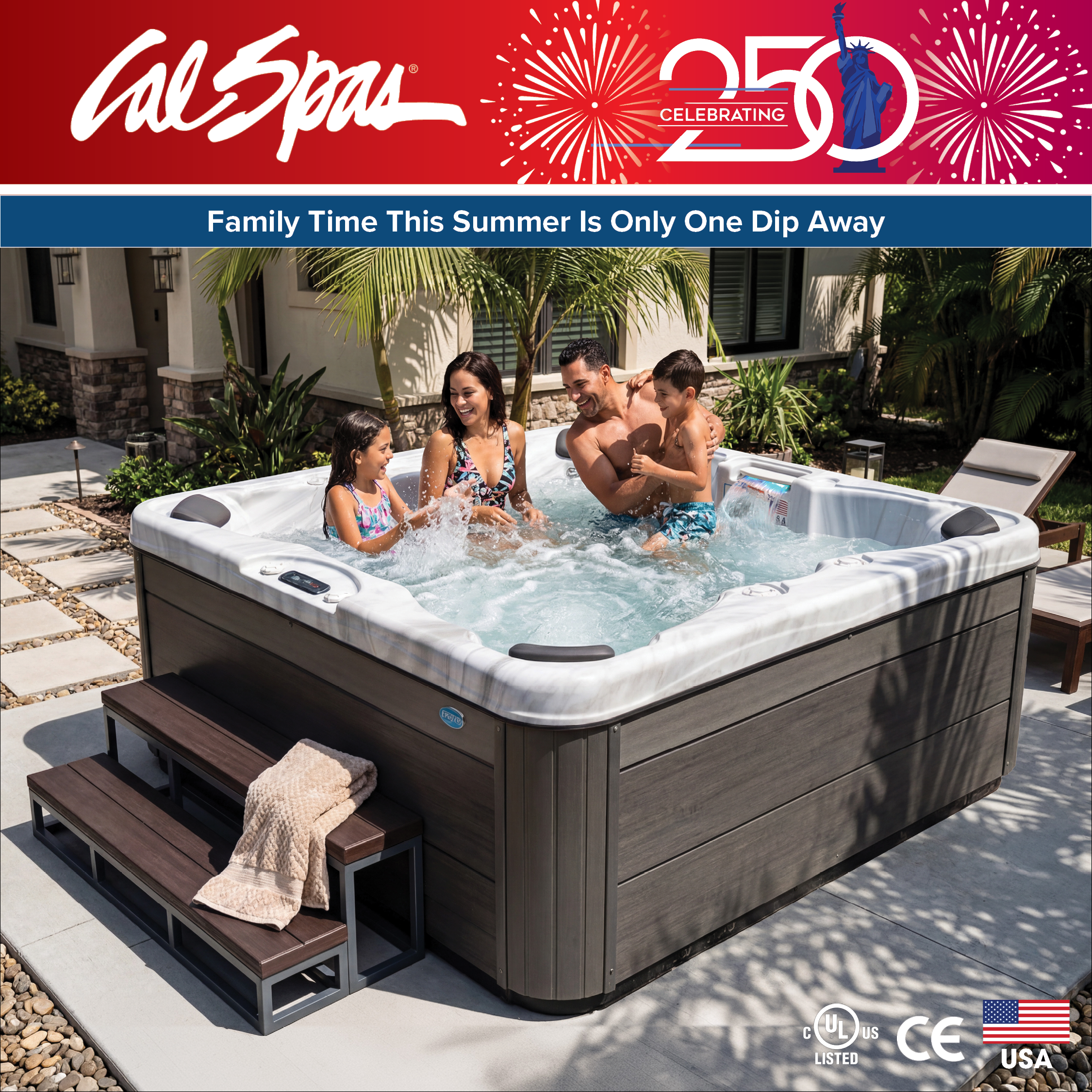 Calspas hot tub being used in a family setting - Boca Raton